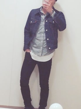 「WEGO（ウィゴー）のWEGO/スラブワッフルラウンドロングタンクトップ（タンクトップ）」を使った、エリック・スポポビッチさん（メンズ・174cm）の冬コーディネート