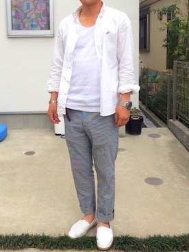 「チドリ柄」｜「アイテム（アナログ腕時計）」を使った、りょさん（メンズ・170cm）の春コーディネート