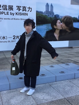 「KATHARINE HAMNETT（キャサリンハムネット）のアイテム（ジャケット/アウター）」を使った、y☺︎︎さん（レディース・152cm）の冬コーディネート