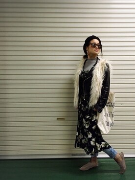 「ファーベスト」｜「アイテム（ライダースジャケット）」を使った、aimさん（レディース・153cm）の冬コーディネート