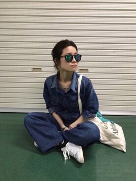 「ドラフトアングリッド」｜「アイテム（つなぎ/オールインワン）」を使った、aimさん（レディース・153cm）の春コーディネート