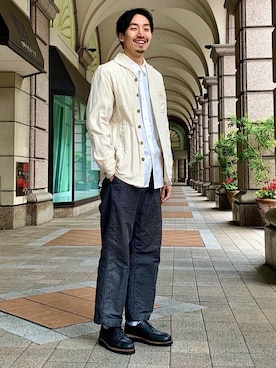 「R&D.M.Co OLDMAN’S TAILOR（オールドマンズテイラー）のアイテム（パンツ）」を使った、tsutttsuさん（メンズ・182cm）の春コーディネート