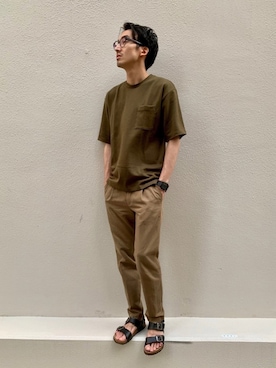 「EDWIN（エドウィン）のアイテム（サンダル）」を使った、tsutttsuさん（メンズ・182cm）の夏コーディネート