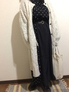 「オフホワイト」｜「アイテム（ハンチング/ベレー帽）」を使った、m sさん（レディース・147cm）の春コーディネート