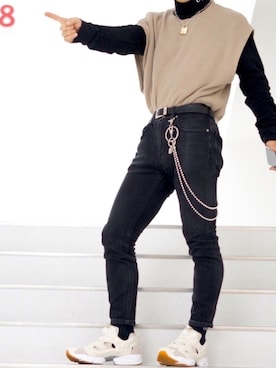 「GU（ジーユー）の（GU）スキニーフィットジーンズ（MEN ⁄ ジーンズ）」を使った、きらさん（メンズ・163cm）の秋コーディネート