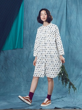 「アイテム（シャツワンピース）」を使った、E-WEARさん（レディース・160cm）の秋コーディネート