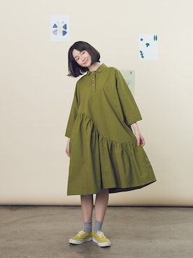 「アイテム（シャツワンピース）」を使った、E-WEARさん（レディース・160cm）の秋コーディネート