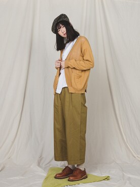 「アイテム（チノパンツ）」を使った、E-WEARさん（レディース・170cm）の秋コーディネート