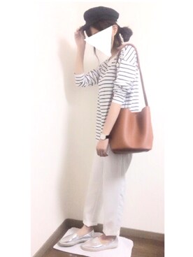 「MODE ROBE（モードローブ）のタックカラーパンツ（その他パンツ）」を使った、i-waさん（レディース・151cm）の夏コーディネート