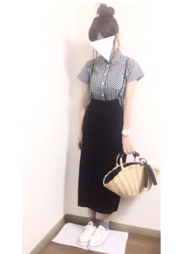 「grove（グローブ）のアイテム（かごバッグ）」を使った、i-waさん（レディース・151cm）の夏コーディネート