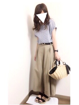 「grove（グローブ）のアイテム（かごバッグ）」を使った、i-waさん（レディース・151cm）の夏コーディネート