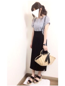 「grove（グローブ）のアイテム（かごバッグ）」を使った、i-waさん（レディース・151cm）の秋コーディネート