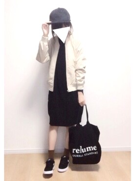 「JOURNAL STANDARD relume（ジャーナルスタンダード　レリューム）のアイテム（MA-1）」を使った、i-waさん（レディース・151cm）の秋コーディネート