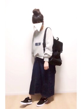「PLAIN CLOTHING（プレーンクロージング）のアイテム（スニーカー）」を使った、i-waさん（レディース・151cm）の春コーディネート