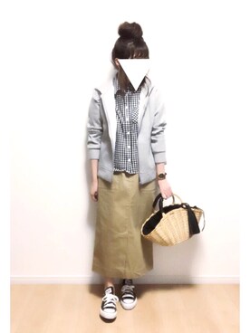 「grove（グローブ）のアイテム（かごバッグ）」を使った、i-waさん（レディース・151cm）の春コーディネート