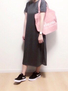 「PLAIN CLOTHING（プレーンクロージング）のアイテム（スニーカー）」を使った、i-waさん（レディース・151cm）の夏コーディネート
