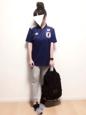 i-waさんの「アディダス サッカー日本代表 ホームレプリカユニフォーム半袖」を使ったコーディネート