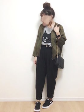 「にゃー」｜「アイテム（ブルゾン）」を使った、i-waさん（レディース・152cm）の秋コーディネート