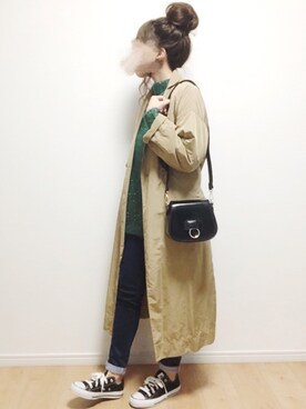 「リップスター」｜「アイテム（チェスターコート）」を使った、i-waさん（レディース・152cm）の秋コーディネート