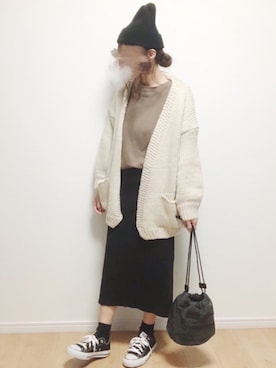 「アイラブCONVERSE」｜「アイテム（ワンピース/ドレス）」を使った、i-waさん（レディース・152cm）の冬コーディネート