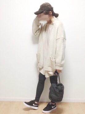 「PLAIN CLOTHING（プレーンクロージング）のアイテム（スニーカー）」を使った、i-waさん（レディース・153cm）の春コーディネート