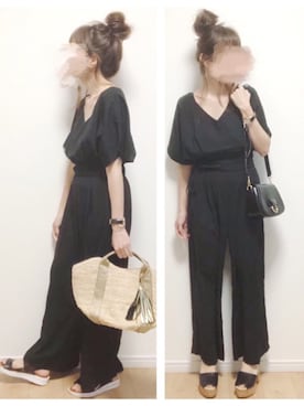 「Lace Ladies（レースレディース）のアイテム（つなぎ/オールインワン）」を使った、i-waさん（レディース・153cm）の春コーディネート
