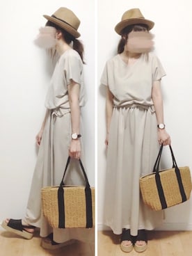 「La-gemme」｜「アイテム（帽子）」を使った、i-waさん（レディース・153cm）の夏コーディネート