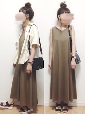 「interstaple（インターステイプル）のアイテム」を使った、i-waさん（レディース・153cm）の夏コーディネート