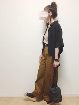 「LOWRYS FARM（ローリーズファーム）のショートＣＰＯシャツ　841006（シャツ/ブラウス）」を使った、i-waさん（レディース・153cm）の夏コーディネート