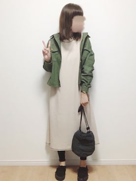 「CONVERSE（コンバース）の【CONVERSE】キルトリバ巾着（ショルダーバッグ）」を使った、i-waさん（レディース・153cm）の秋コーディネート