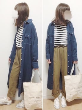 シャツワンピース デニム コーディネート Zozotown