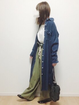 「CONVERSE（コンバース）の【CONVERSE】キルトリバ巾着（ショルダーバッグ）」を使った、i-waさん（レディース・153cm）の秋コーディネート