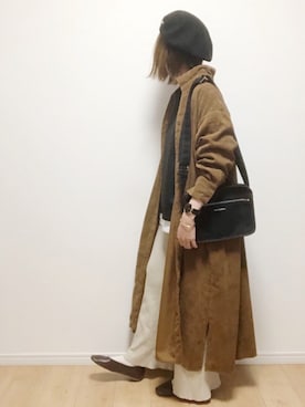 「ダニエルウェリントン」｜「アイテム（ハンチング/ベレー帽）」を使った、i-waさん（レディース・153cm）の冬コーディネート