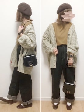 「ダニエルウェリントン」｜「アイテム（ハンチング/ベレー帽）」を使った、i-waさん（レディース・153cm）の冬コーディネート