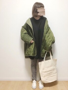 「PUBLUX（パブリュクス）のアイテム（ノーカラージャケット）」を使った、i-waさん（レディース・153cm）の冬コーディネート
