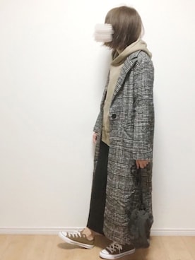「CONVERSE（コンバース）の【CONVERSE】キルトリバ巾着（ショルダーバッグ）」を使った、i-waさん（レディース・153cm）の冬コーディネート