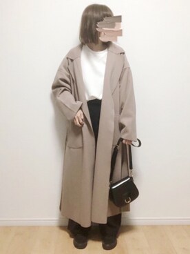 「reca（レカ）のアイテム（チェスターコート）」を使った、i-waさん（レディース・153cm）の冬コーディネート
