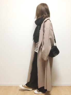 「reca（レカ）のアイテム（チェスターコート）」を使った、i-waさん（レディース・153cm）の冬コーディネート