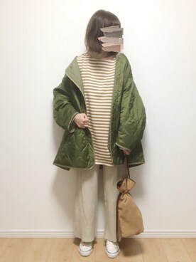 「PUBLUX（パブリュクス）のアイテム（ノーカラージャケット）」を使った、i-waさん（レディース・153cm）の冬コーディネート