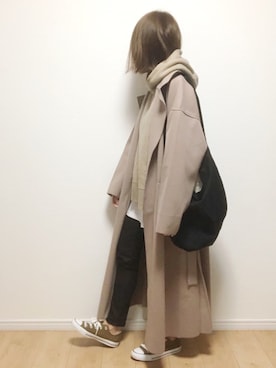 「reca（レカ）のアイテム（チェスターコート）」を使った、i-waさん（レディース・153cm）の冬コーディネート