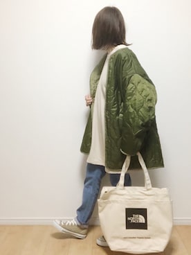 「PUBLUX（パブリュクス）のアイテム（ノーカラージャケット）」を使った、i-waさん（レディース・153cm）の冬コーディネート