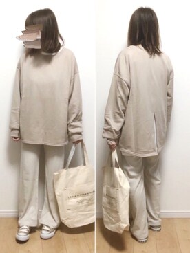 「モーメントプラス」｜「アイテム（スウェット）」を使った、i-waさん（レディース・153cm）の春コーディネート