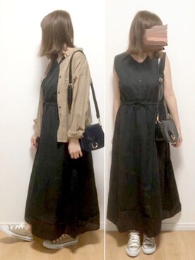 「interstaple（インターステイプル）のアイテム」を使った、i-waさん（レディース・153cm）の春コーディネート