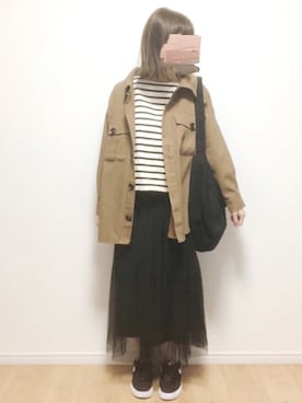 「JUNOAH（ジュノア）のアイテム（カバーオール）」を使った、i-waさん（レディース・153cm）の春コーディネート
