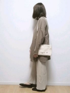 「リブニットパンツ」｜i-waさん（レディース・153cm）の秋コーディネート