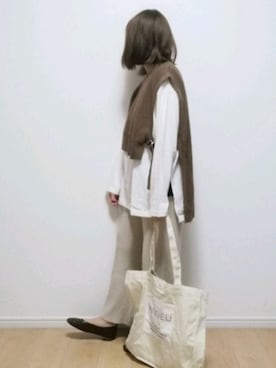 「リブニットパンツ」｜i-waさん（レディース・153cm）の秋コーディネート