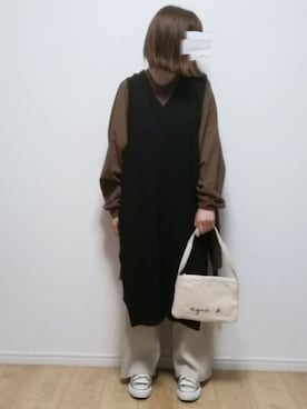 「reca（レカ）のゆったりラフな着心地◆超ビッグシルエットカットソー（Tシャツ/カットソー）」を使った、i-waさん（レディース・153cm）の秋コーディネート