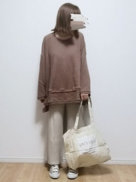 「リブニットパンツ」｜i-waさん（レディース・153cm）の秋コーディネート