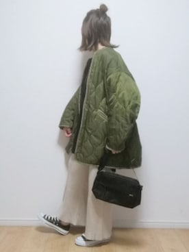 「PUBLUX（パブリュクス）のアイテム（ノーカラージャケット）」を使った、i-waさん（レディース・153cm）の冬コーディネート