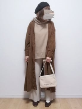 「リブニットパンツ」｜「アイテム（ワンピース/ドレス）」を使った、i-waさん（レディース・153cm）の冬コーディネート